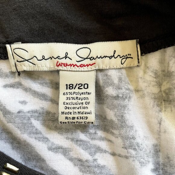 Womens Sleeveless Blouse Animal Print Top French Laundry Black White  u Size 18 - Picture 6 of 7